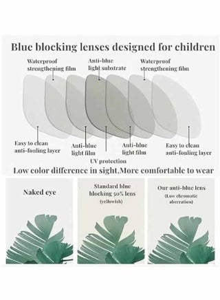 Children's blue light blocking glasses, anti-glare eye protection, UV protection, suitable for TV and mobile use, ideal for boys and girls aged 3-12, silicone safety glasses, yellow - view 5