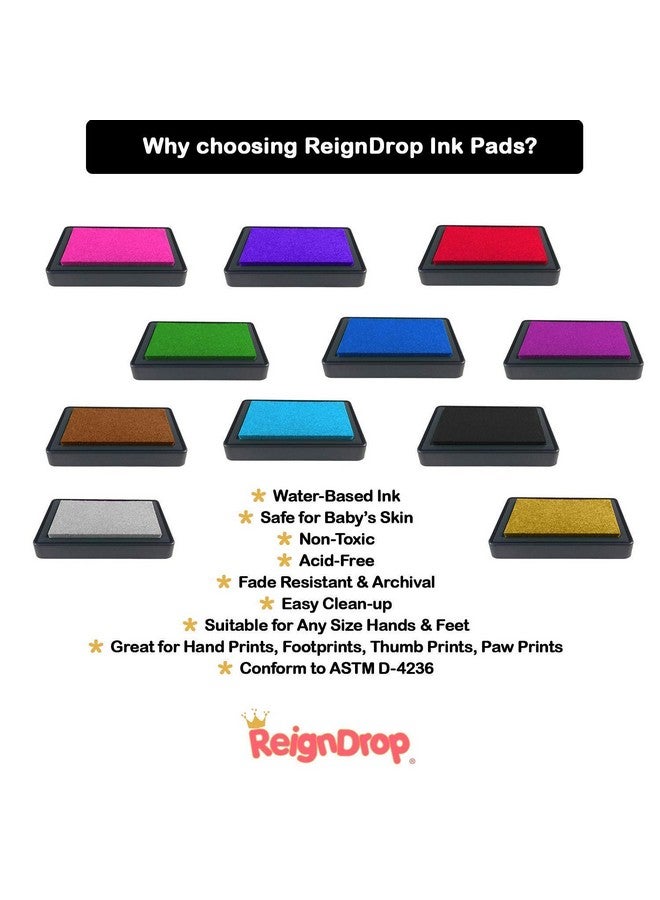 ReignDrop وسادة حبر رين دروب لآثار أقدام ويدين الأطفال - تخلق طابع تذكاري رائع يدوم طويلاً للرضع والأطفال. مقاومة للبقع، سهلة المسح عن الجلد، آمنة ولطيفة خالية من الأحماض (بنفسجي) - Image 5