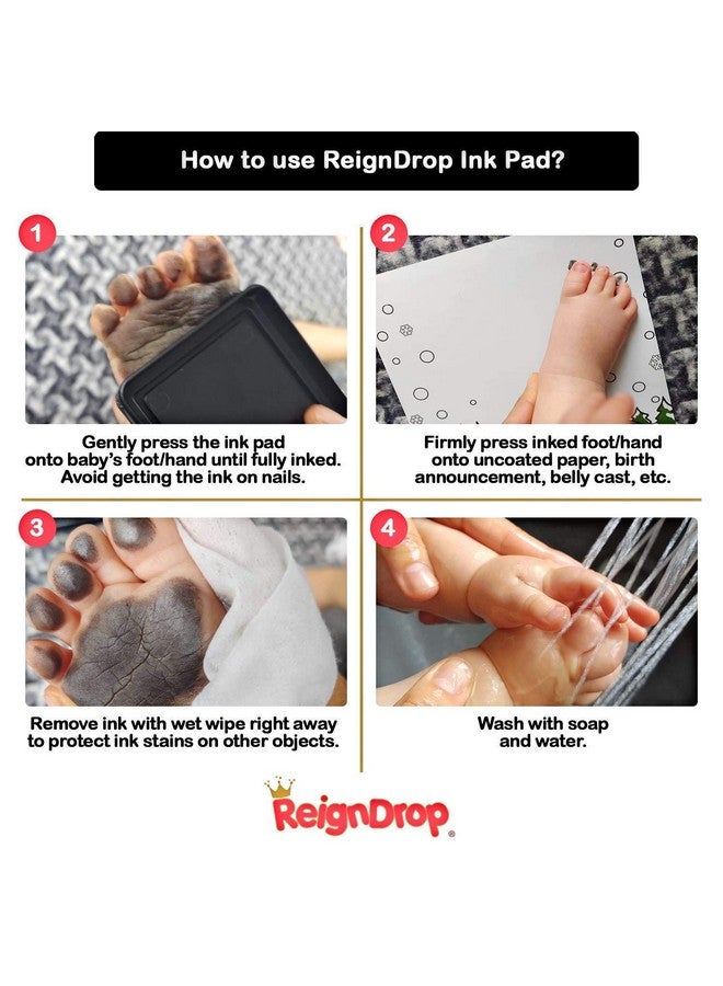 ReignDrop وسادة حبر رين دروب لآثار أقدام ويدين الأطفال - تخلق طابع تذكاري رائع يدوم طويلاً للرضع والأطفال. مقاومة للبقع، سهلة المسح عن الجلد، آمنة ولطيفة خالية من الأحماض (بنفسجي) - Image 3