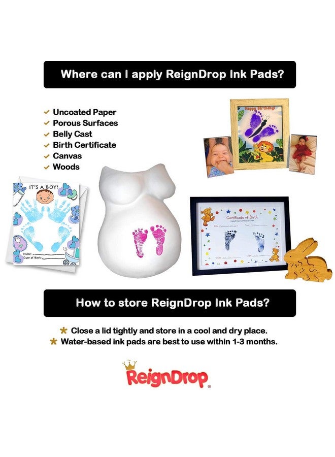 ReignDrop وسادة حبر رين دروب لآثار أقدام ويدين الأطفال - تخلق طابع تذكاري رائع يدوم طويلاً للرضع والأطفال. مقاومة للبقع، سهلة المسح عن الجلد، آمنة ولطيفة خالية من الأحماض (بنفسجي) - Image 4