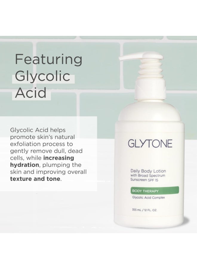 Glytone Daily Body Lotion with SPF 15â€“Broad Spectrum Sunscreen Moisturizer for Body â€“Spf Lotion with Glycolic Acid & Shea Butter â€“ Sensitive Skin Sun Screen â€“ Gives Non Greasy Sun Protection â€“ 12 oz - Image 3