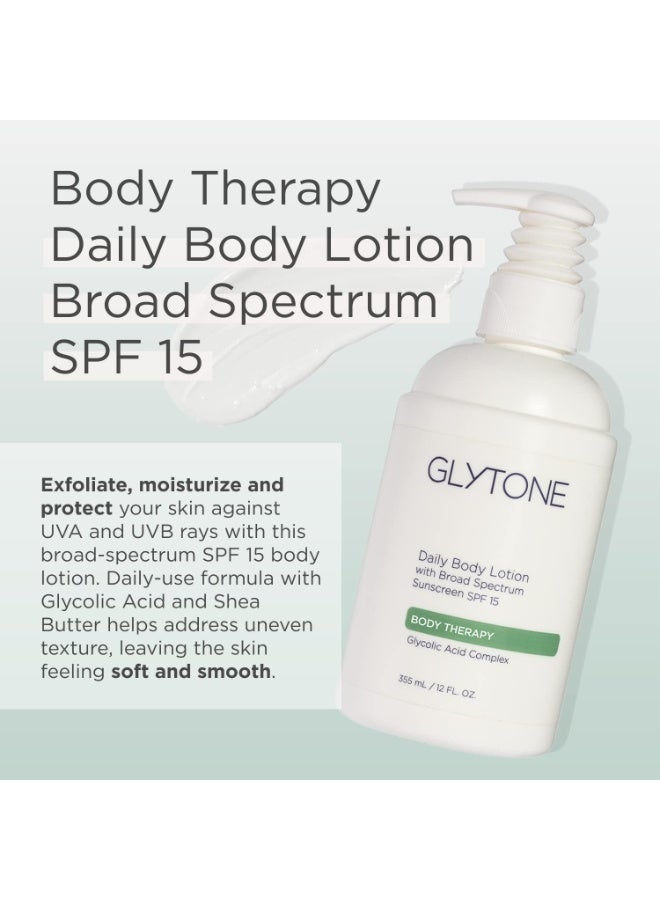 Glytone Daily Body Lotion with SPF 15â€“Broad Spectrum Sunscreen Moisturizer for Body â€“Spf Lotion with Glycolic Acid & Shea Butter â€“ Sensitive Skin Sun Screen â€“ Gives Non Greasy Sun Protection â€“ 12 oz - Image 4