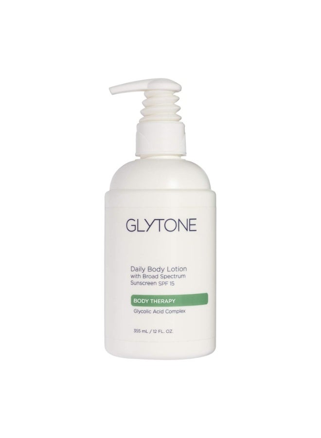 Glytone Daily Body Lotion with SPF 15â€“Broad Spectrum Sunscreen Moisturizer for Body â€“Spf Lotion with Glycolic Acid & Shea Butter â€“ Sensitive Skin Sun Screen â€“ Gives Non Greasy Sun Protection â€“ 12 oz - Image 1