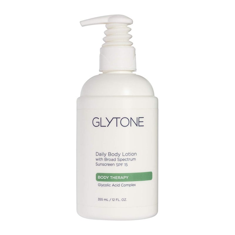 Glytone Daily Body Lotion with SPF 15â€“Broad Spectrum Sunscreen Moisturizer for Body â€“Spf Lotion with Glycolic Acid & Shea Butter â€“ Sensitive Skin Sun Screen â€“ Gives Non Greasy Sun Protection â€“ 12 oz - Image 1