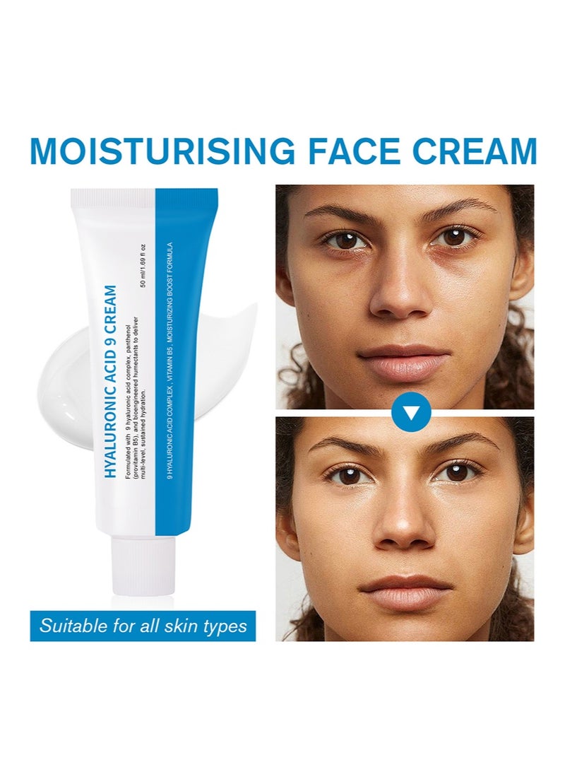 CARVENCHY Hyaluronic Acid 9 Cream, Vitamin B5, Collagen, Niacinamide, Centella Asiatica Extract, Long-lasting Hydration, Daily Moisturizer Face Cream, 50ml, 1.69 fl.oz. - Image 2