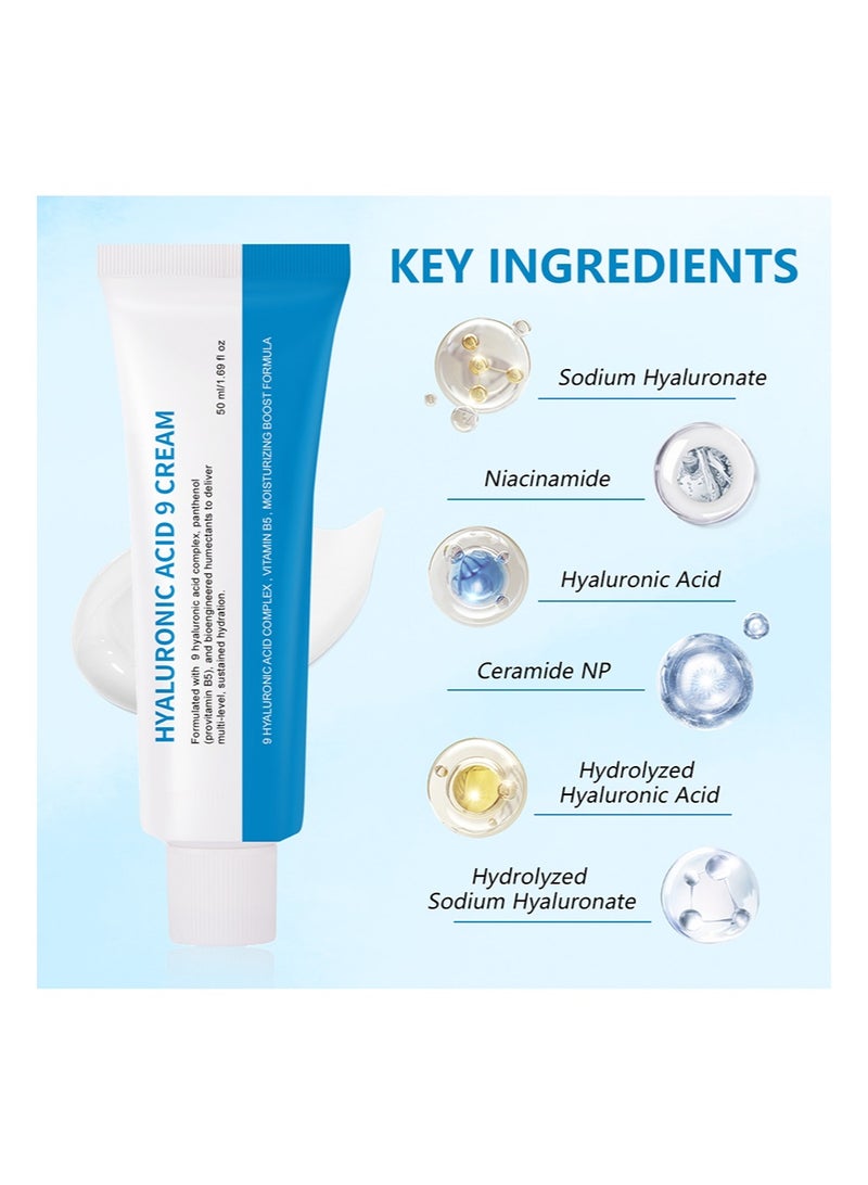 CARVENCHY Hyaluronic Acid 9 Cream, Vitamin B5, Collagen, Niacinamide, Centella Asiatica Extract, Long-lasting Hydration, Daily Moisturizer Face Cream, 50ml, 1.69 fl.oz. - Image 5