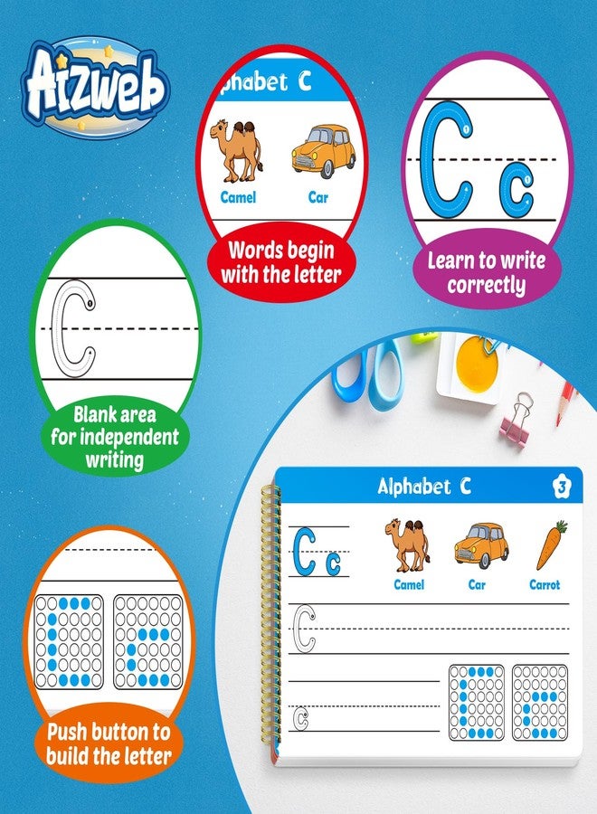 Aizweb Handwriting Practice for Kids,Learn to Write,Pre k Toddler Preschool Kindergarten Learning Activities,Number Shape Letter Tracing Writing Workbook,ABC Alphabet Autism Montessori Toys - Image 4