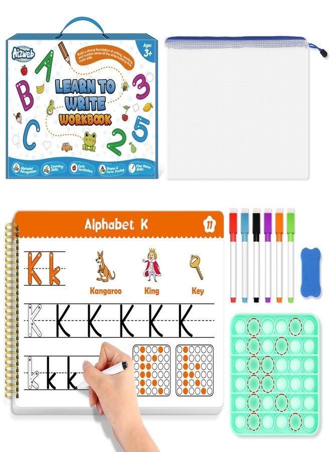 Aizweb Handwriting Practice for Kids,Learn to Write,Pre k Toddler Preschool Kindergarten Learning Activities,Number Shape Letter Tracing Writing Workbook,ABC Alphabet Autism Montessori Toys - Image 1