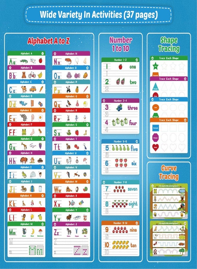 Aizweb Handwriting Practice for Kids,Learn to Write,Pre k Toddler Preschool Kindergarten Learning Activities,Number Shape Letter Tracing Writing Workbook,ABC Alphabet Autism Montessori Toys - Image 2