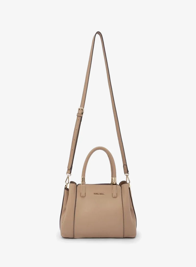 Flora Bella By Shoexpress beige Flora Bella Textured Tote Bag With Detachable Strap for Women | Best Price UAE