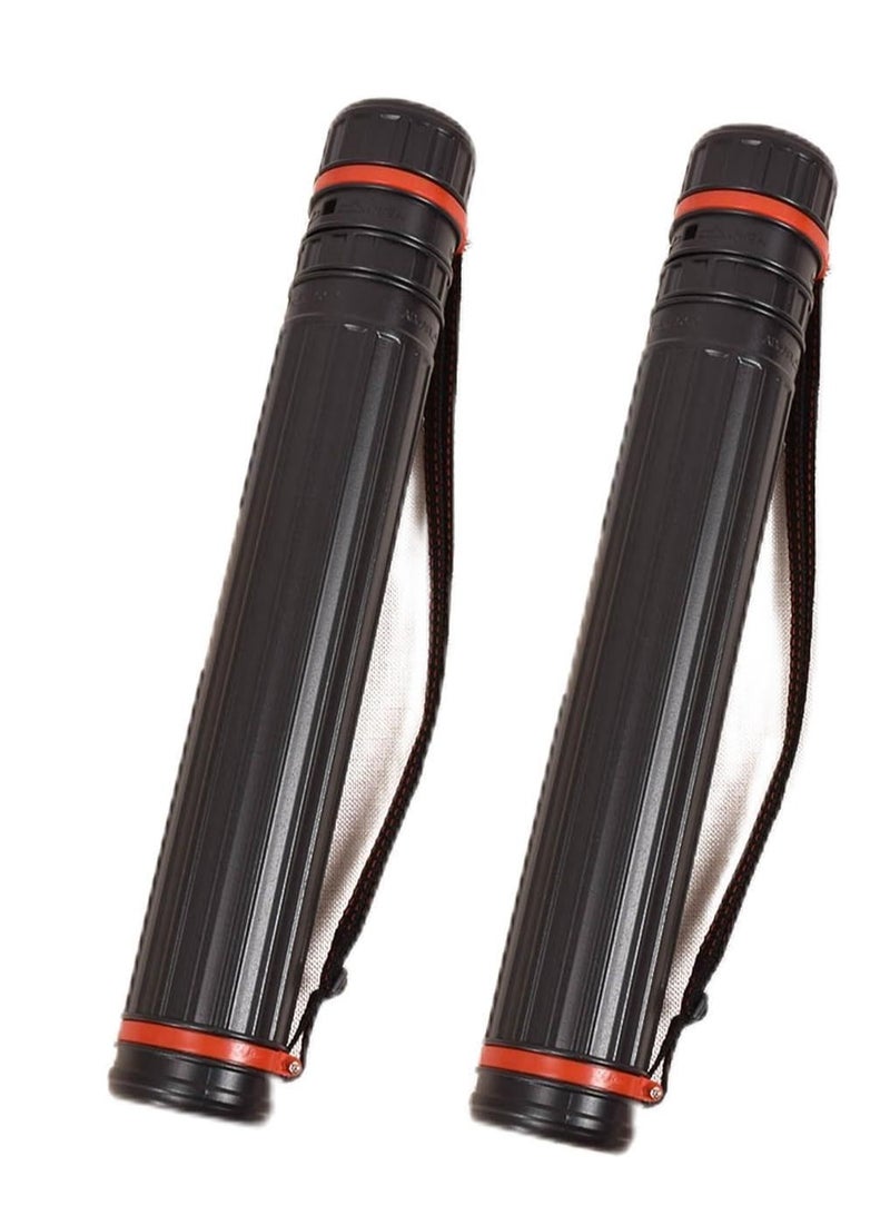 EORTA EORTA Pack of 2 Adjustable Poster Tubes, Mini Plastic Extendable Poster Quiver Case, Telescopic Art Poster Arrow Holder Case with Strap, 17-28 Inch Length, Black - Image 1