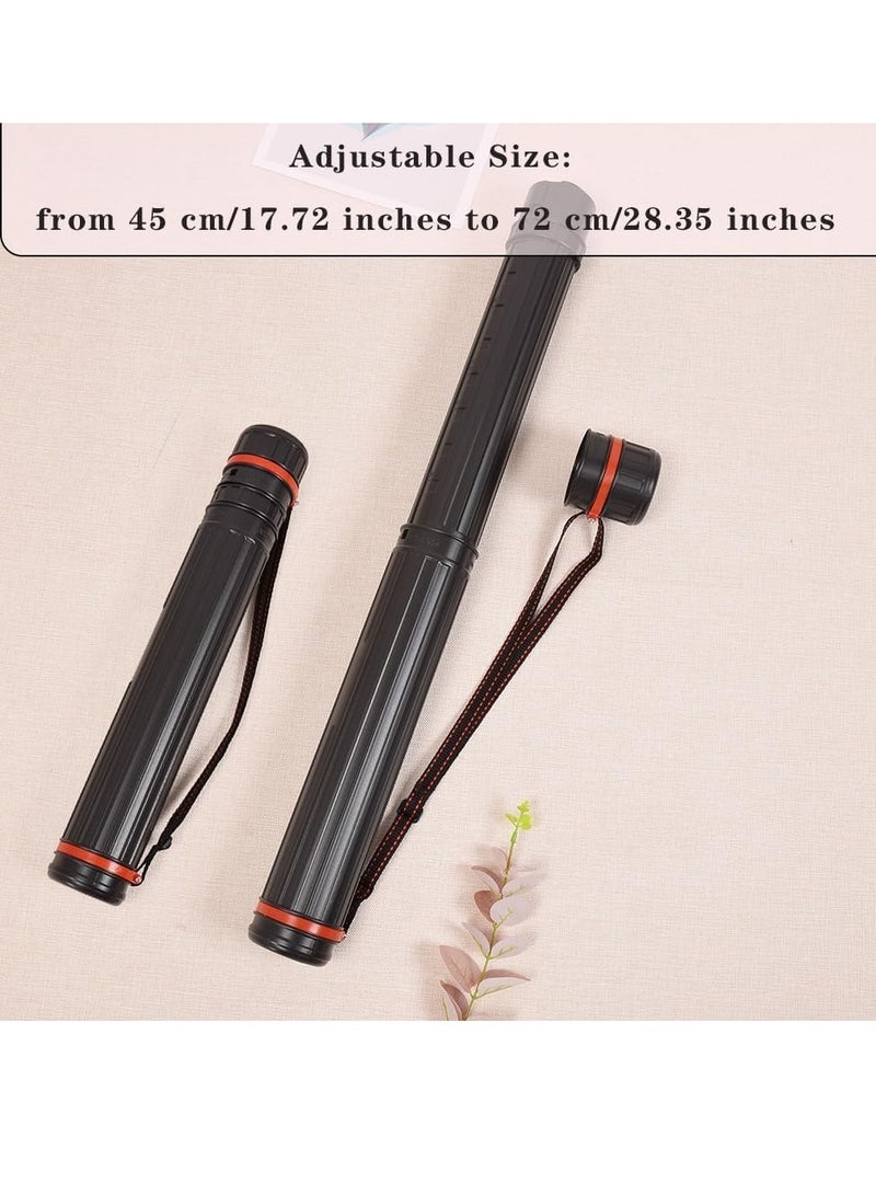 EORTA EORTA Pack of 2 Adjustable Poster Tubes, Mini Plastic Extendable Poster Quiver Case, Telescopic Art Poster Arrow Holder Case with Strap, 17-28 Inch Length, Black - Image 3