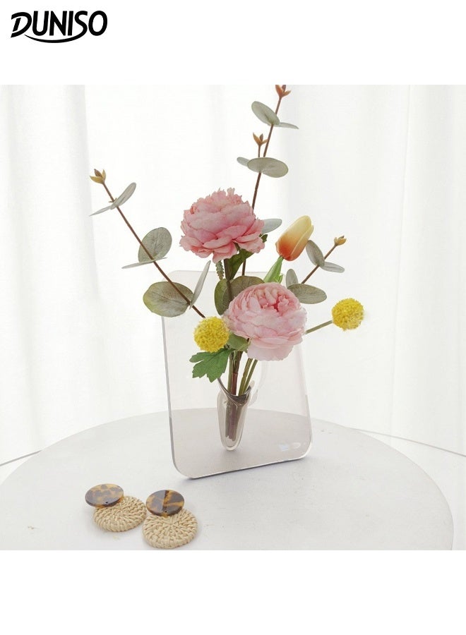 DUNISO Acrylic Frame Vase Art Deco flowers Crystal Transparent Acrylic Vase Hydroponic Modern Desktop Decorative Vases for Table, Bookshelf, Living Room Centerpiece, Bedroom  - Image 1