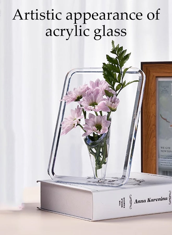 DUNISO Acrylic Frame Vase Art Deco flowers Crystal Transparent Acrylic Vase Hydroponic Modern Desktop Decorative Vases for Table, Bookshelf, Living Room Centerpiece, Bedroom  - Image 2