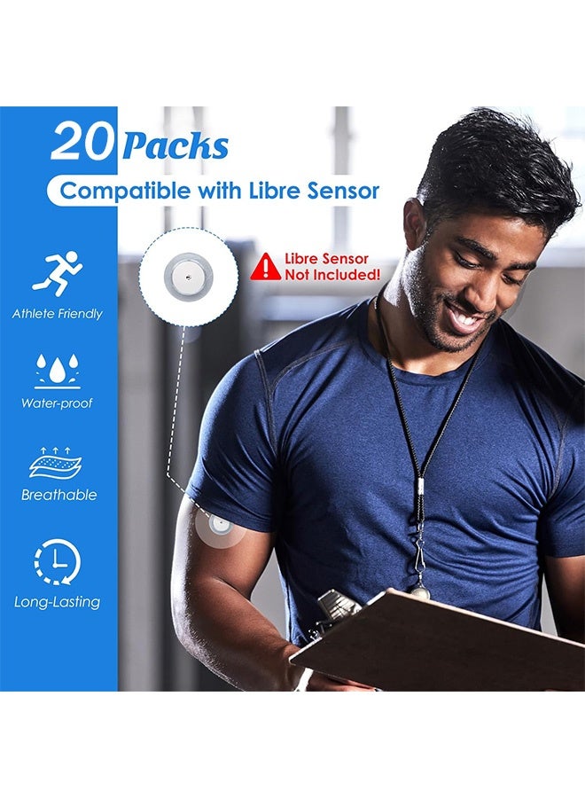 20 Pack Adhesive Patches for Freestyle Libre 2 Guardian Enlite Sensor Covers Clear Film Tape - Image 4