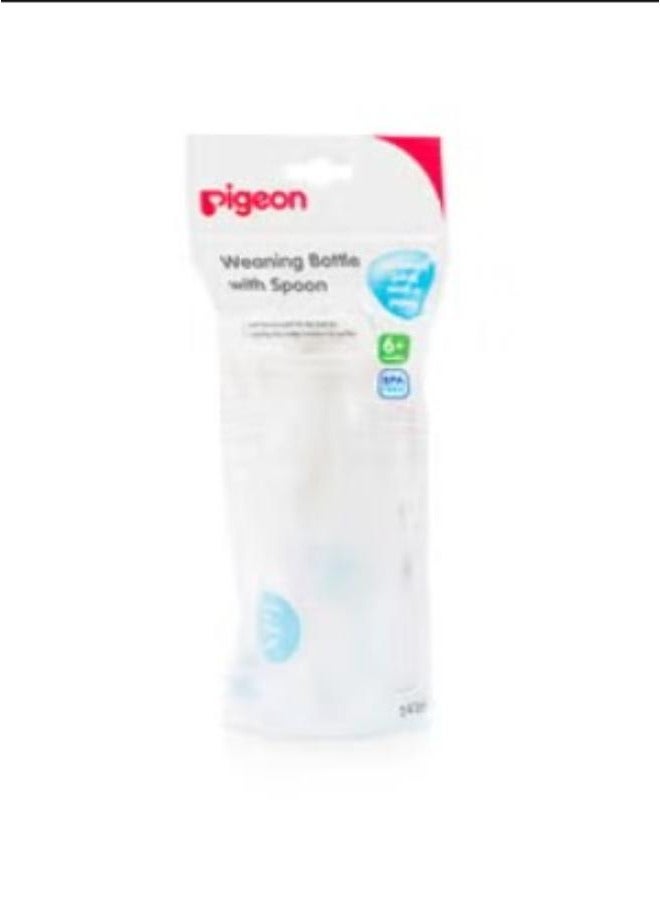Pigeon 240ml Weaning Bottle with Spoon and Cleaning Brush (6+ Months) - BPA free 1 pcs