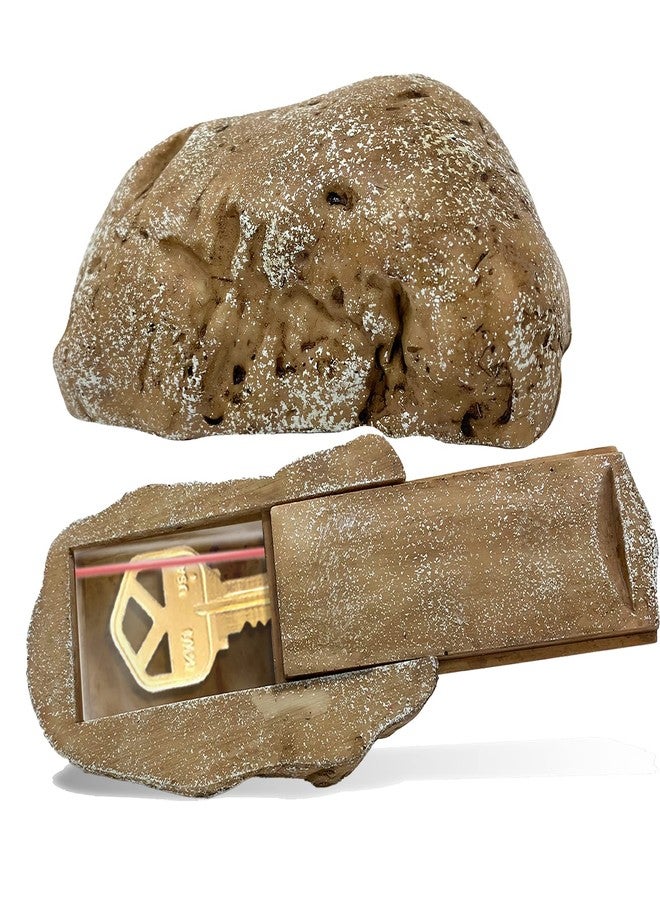 PANGAEA Hide-a-Spare-Key Fake Rock - Looks & Feels Like Real Stone - Safe for Outdoor Garden or Yard, Geocaching (Type-B Brown, 1 Pack) - Image 1