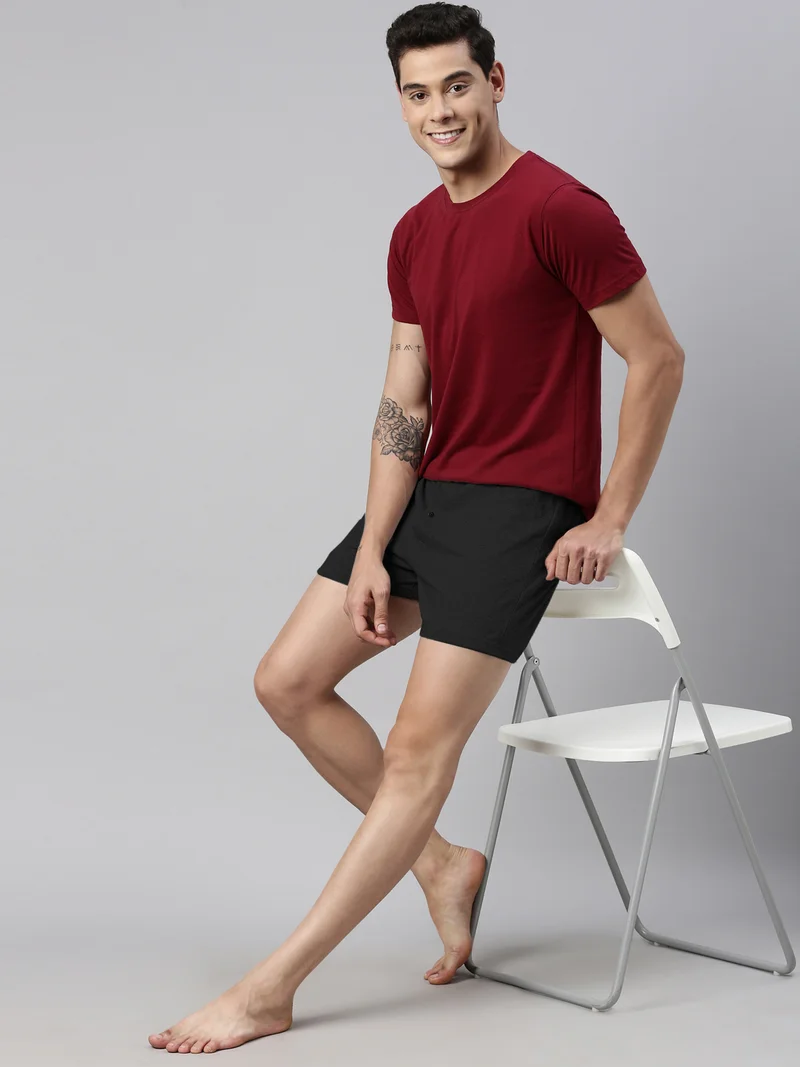 Joven Men Solid Pure Cotton Boxers Pack Of 2