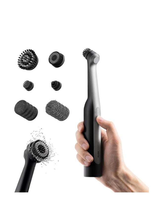 هوتو فرشاة كهربائية دوارة مقاومة للماء - منظف حمام قابل لإعادة الشحن مع 12 رأس فرشاة قابلة للتبديل للبلاط والجص والزوايا والشقوق - Image 1