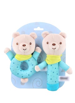 INSENSE Baby rattle toys, 2 bear toys, bell baby soft bell toys, multi-functional soothing toys cute plush animal toys 0-2 years old baby children's educational bell  - Image 1