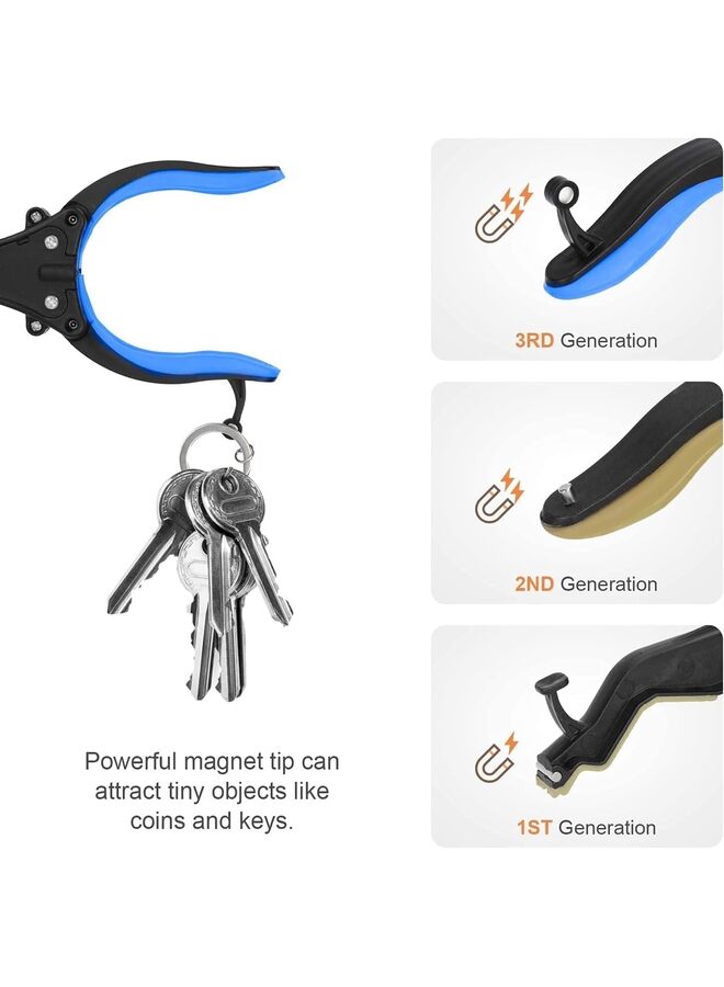 Foldable Grabber Reacher Tool, 32" Garbage Grabber Tool, 90°Rotating averse-Slip Jaw, Soft Rubber Handle & Durable Stick, Magnet Hook, Gabbers for Elderly (Color : BLUE) - Image 2