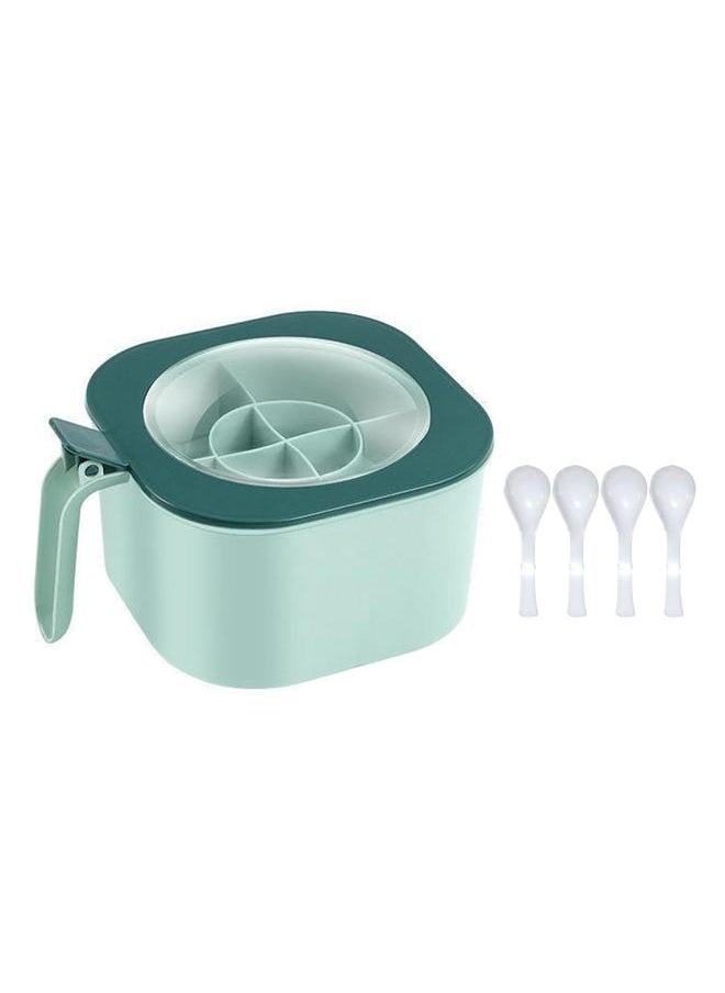 Thoraya Seasoning Organizer Box PP 4 Compartments Multifunctional Spice Container Box for Kitchen Green  - Image 1
