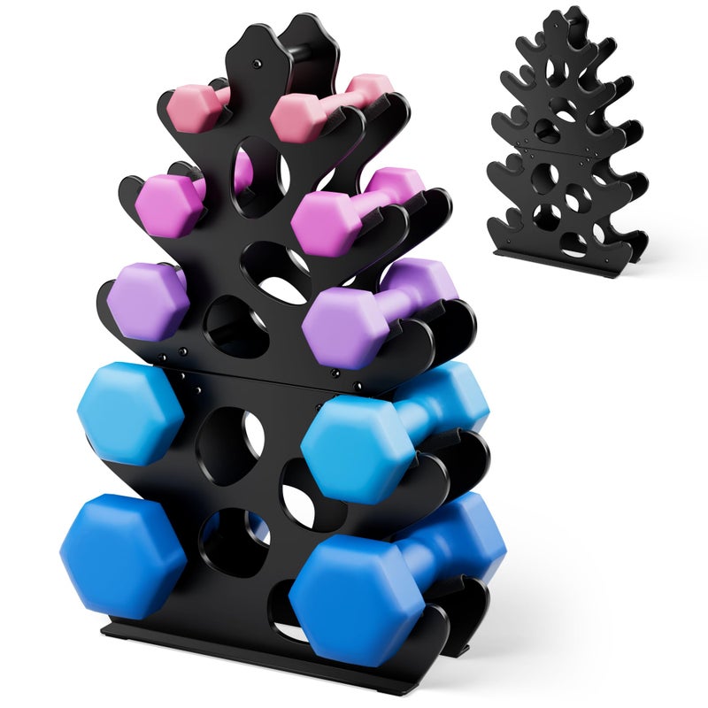 Josmimic Dumbbell Rack Stand with Anti-Slip Pads for Home Gym, 5 Tier Compact A-Frame Design Weight Rack with Handle, Space-Saving Dumbbell Holder (Dumbbells Not Included) - Image 1