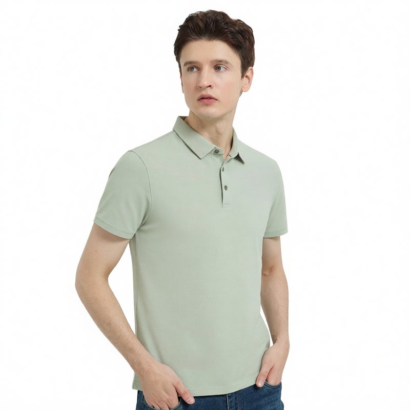 Men's Business Polo Shirt Short Sleeve Wrinkle-Free Cotton Knit Collar T-Shirt - Image 1