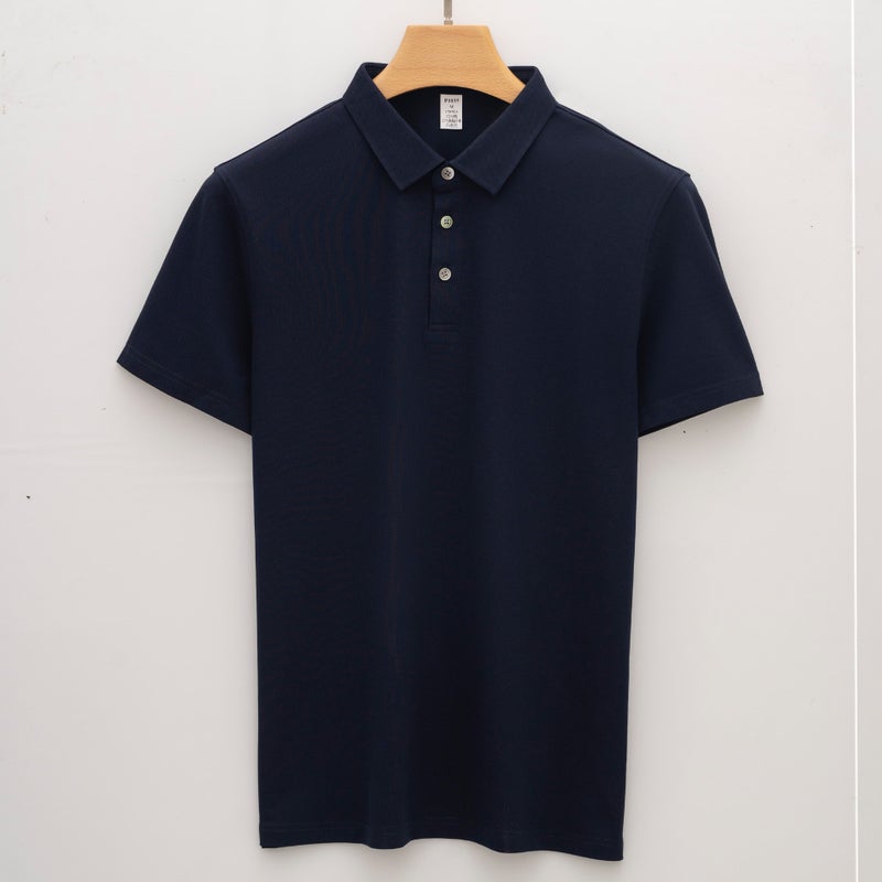 Men's Business Polo Shirt Short Sleeve Wrinkle-Free Cotton Knit Collar T-Shirt - Image 3
