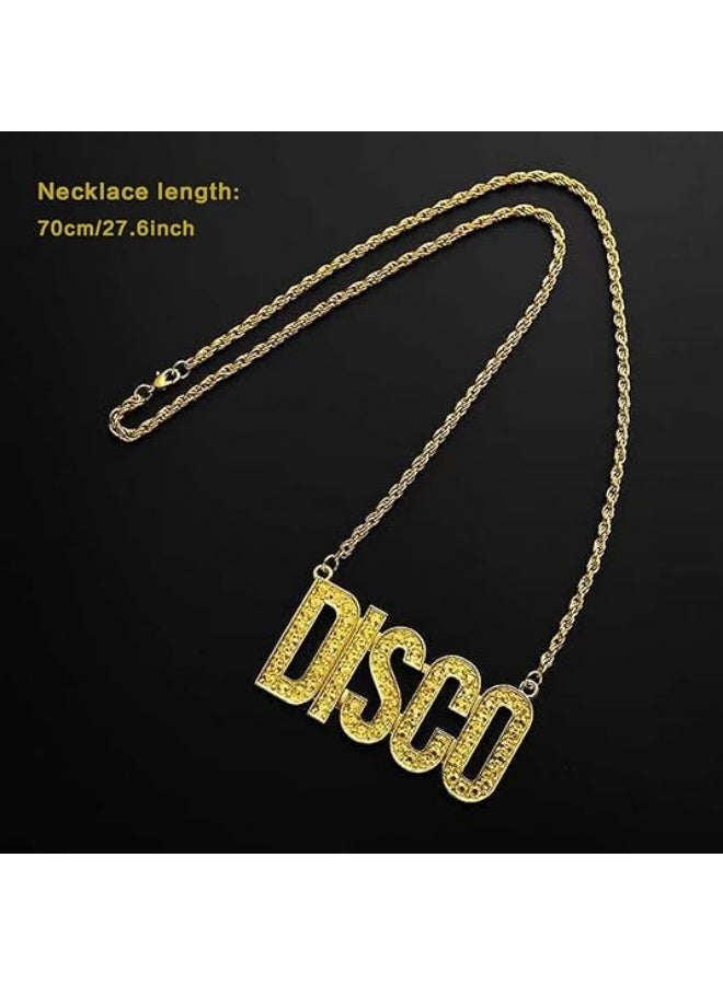 70s disco alloy necklace, hippie gold chain clothing, jewelry, hip-hop rap, men's 70s disco suit - Image 2