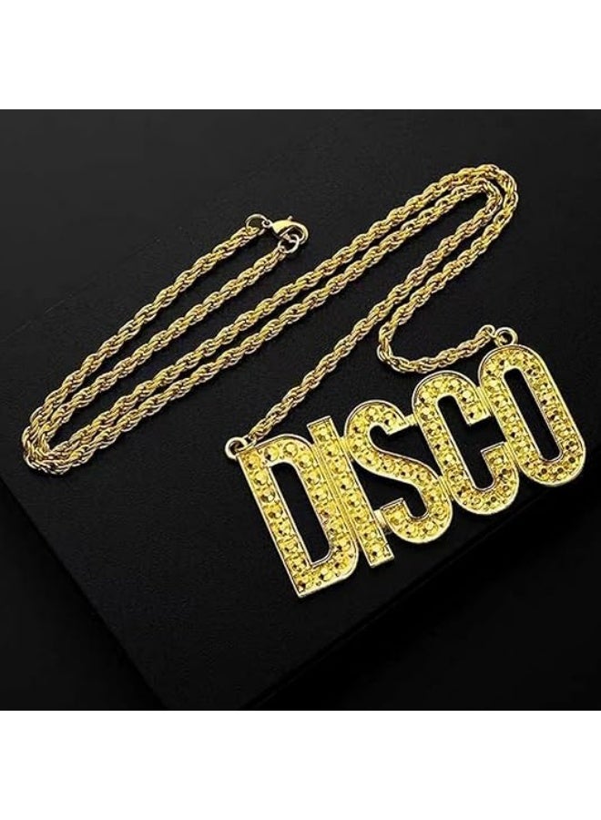 70s disco alloy necklace, hippie gold chain clothing, jewelry, hip-hop rap, men's 70s disco suit - Image 5