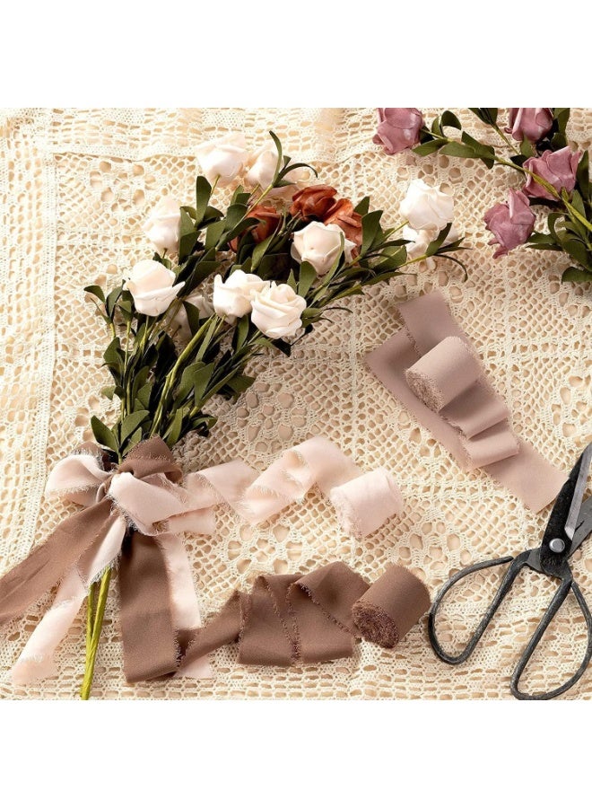 شريط شيفون حرير، 1.57 بوصة × 63.9 ياردة، مجموعة شرائط بألوان مختلطة، 7.1 ياردة × 9 لفات من شرائط قماش هامشي صديقة للبيئة، لدعوات الزفاف وباقات الزفاف وتغليف الهدايا وتزيين صنع القوس - Image 2