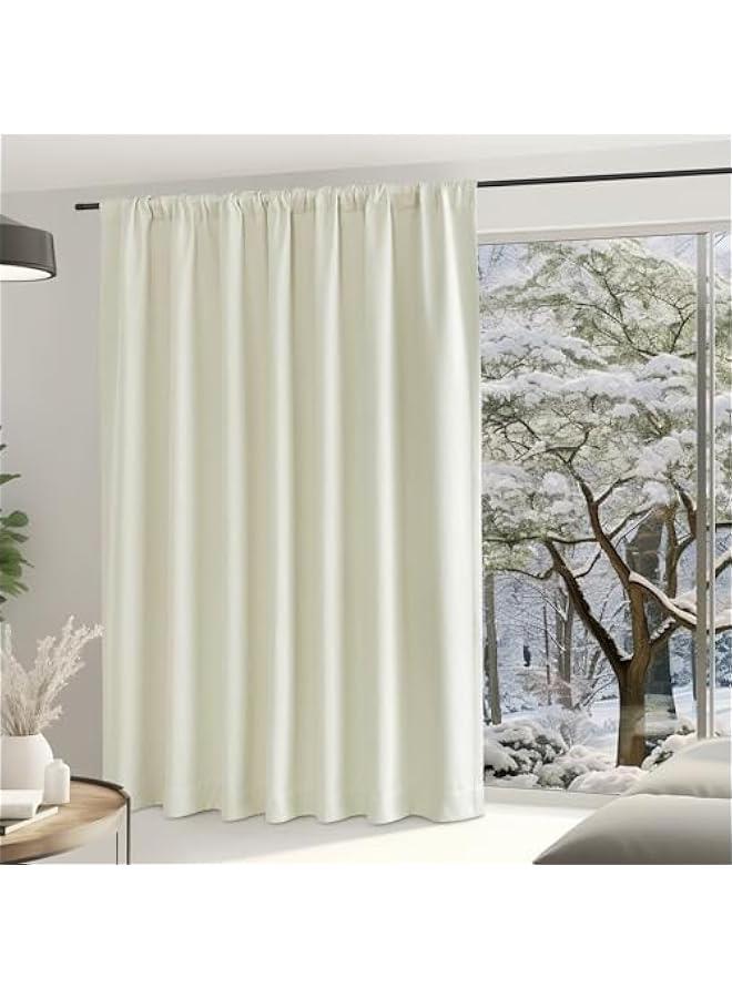 Arabest Sliding Door Curtains 84 inch Length for Bedroom, Room Darkening Hook Belt/Rod Pocket/Back Tab Faux Linen Thermal Window Treatments for Living Room, Natural, W100 x L84, 1 Panel  - Image 3