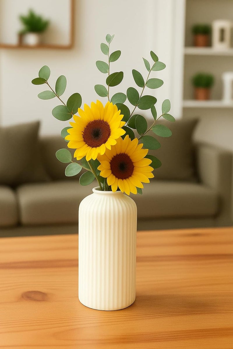 Relanta Decorative Glass Vase for Flower Plants | Clear Glass vases for Home Decor | Glass vase for Living Room (White vase) - Image 4