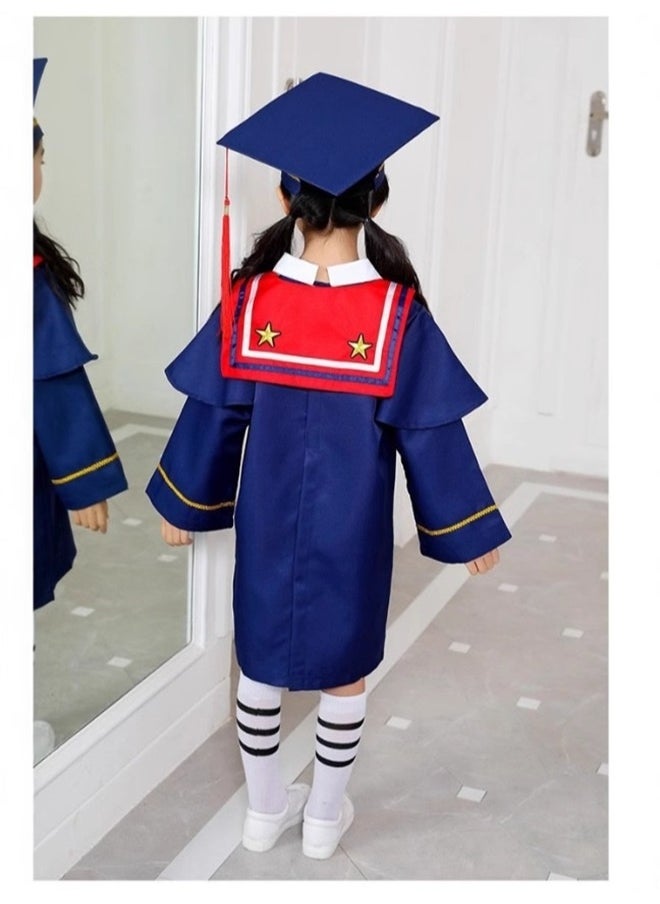 yongsheng Kids Graduation Role Pretend Play Costume With Cap 130cm，Graduation Gown Set for Children Bachelor Hat Certificate Kindergarten Preschool Graduation Uniform Easy to Wear  - Image 2