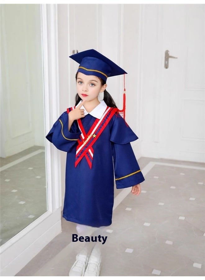 yongsheng Kids Graduation Role Pretend Play Costume With Cap 130cm，Graduation Gown Set for Children Bachelor Hat Certificate Kindergarten Preschool Graduation Uniform Easy to Wear  - Image 4