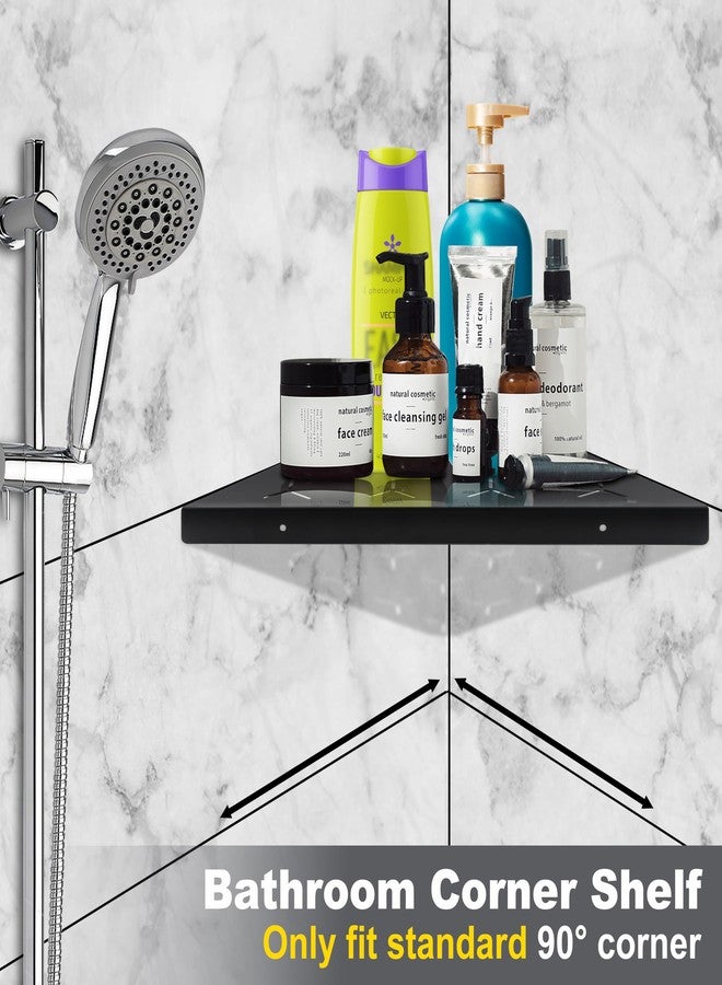 Admeya Bathroom Corner Shelf 11" Slot Design Recessed Shower Shelves for Tiled Wall, 304 Stainless Steel Corner Shelves for Bathroom Organizer No Drilling, Matte Black 1 Pack - Image 2