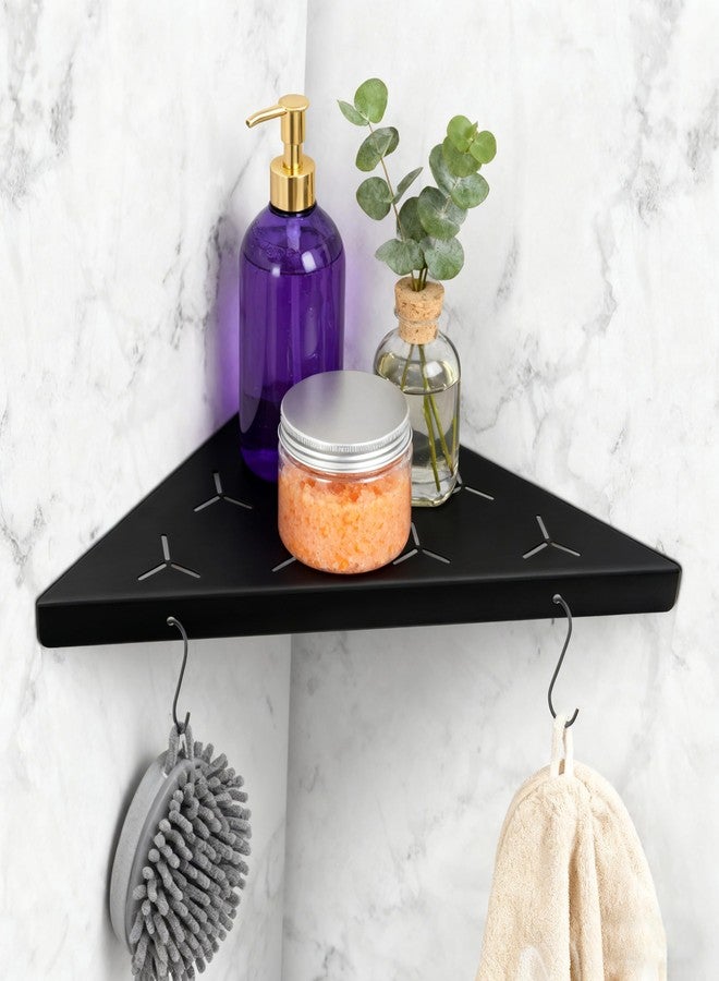 Admeya Bathroom Corner Shelf 11" Slot Design Recessed Shower Shelves for Tiled Wall, 304 Stainless Steel Corner Shelves for Bathroom Organizer No Drilling, Matte Black 1 Pack - Image 1