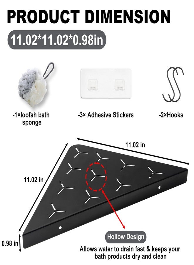 Admeya Bathroom Corner Shelf 11" Slot Design Recessed Shower Shelves for Tiled Wall, 304 Stainless Steel Corner Shelves for Bathroom Organizer No Drilling, Matte Black 1 Pack - Image 3