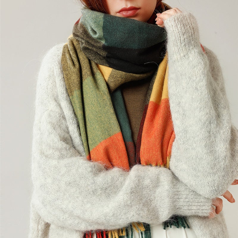 2025 Fashion Women'S Scarf Striped Plaid Large Shawl Elegant Socialite Style Warm Scarf Women'S High-End Sense - Image 4