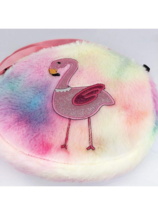 Elesa Miracle Little Girl Plush Purse Handbag Kids Necklace Pretend Play Toy Playset Jewelry Crossbody Purse For Children Toddler Baby Girls Flamingo  - Image 5
