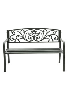 LIVING ACCENTS 2-Seater Weather Resistant Elegant Outdoor Bench Black 85 x 128 x 56 cm WS-A329  - Image 3