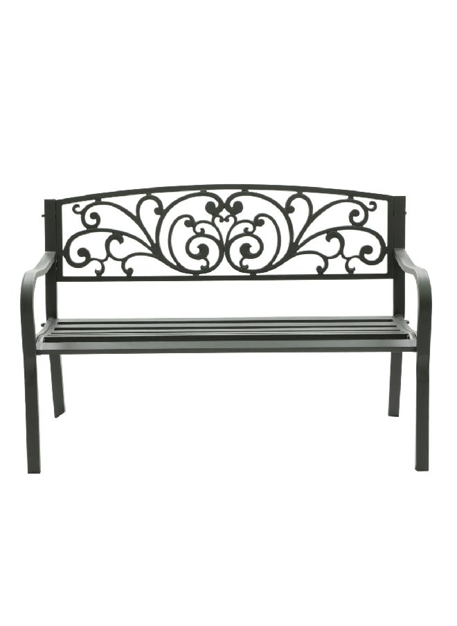 LIVING ACCENTS 2-Seater Weather Resistant Elegant Outdoor Bench Black 85 x 128 x 56 cm WS-A329 