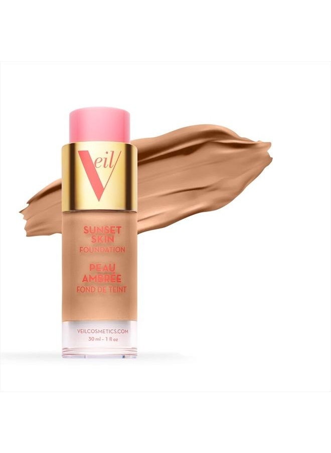 Veil Cosmetics Sunset Skin Liquid Foundation | 4G | Buildable Coverage | Water-Resistant, Hypoallergenic, Oil-Free, Cruelty Free & Vegan | Lightweight & Brightening | Long Lasting | All Skin Types  - Image 1