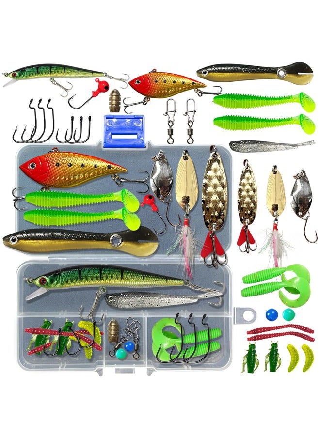 UperUper Fishing Lures Kit Set, Baits Tackle Including Crankbaits, Topwater, Spinnerbaits, Worms, Jigs, Hooks, Tackle Box and More Fishing Gear Lure for Bass Trout - Image 1
