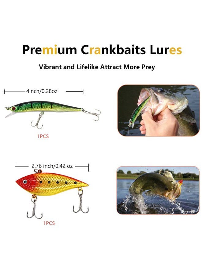 UperUper Fishing Lures Kit Set, Baits Tackle Including Crankbaits, Topwater, Spinnerbaits, Worms, Jigs, Hooks, Tackle Box and More Fishing Gear Lure for Bass Trout - Image 3