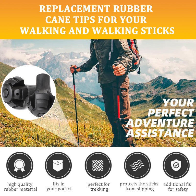 Favuit Hiking Pole Tips, Walking Stick Rubber Tips Trekking Poles 6Pcs Replacement Protectors Boot Tips Rubber Feet fits Most Standard Hiking Sticks 11mm Hole Diameter - Image 3