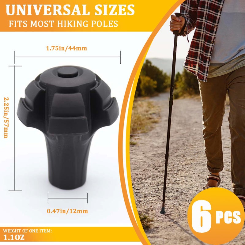 Favuit Hiking Pole Tips, Walking Stick Rubber Tips Trekking Poles 6Pcs Replacement Protectors Boot Tips Rubber Feet fits Most Standard Hiking Sticks 11mm Hole Diameter - Image 2
