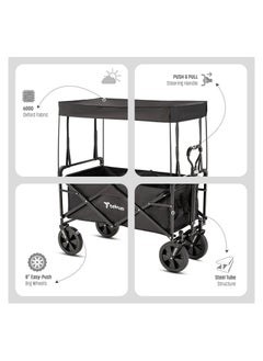 TEKNUM Teknum Folding Wagon Cart w/ Canopy-Black  - Image 5