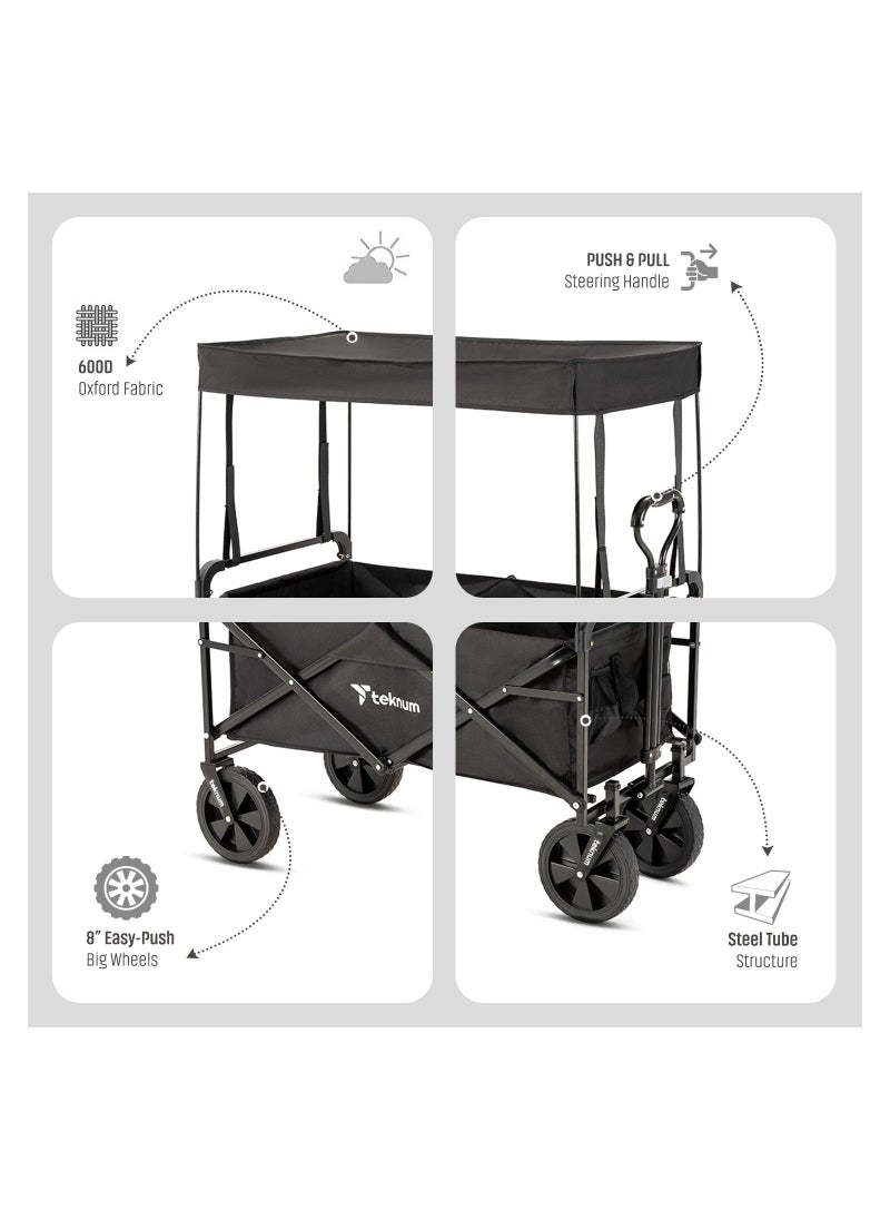 TEKNUM Teknum Folding Wagon Cart w/ Canopy-Black  - Image 5